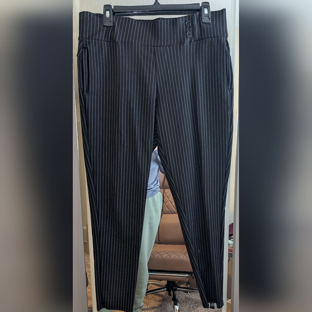 Men's Black Pinstripe Dress Pants